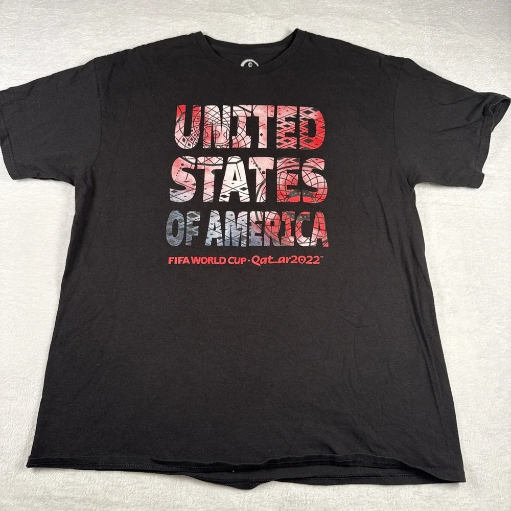 Authentic FIFA World Cup Qatar 2022 USA Activewear T-shirt Men's XL Black/ Red